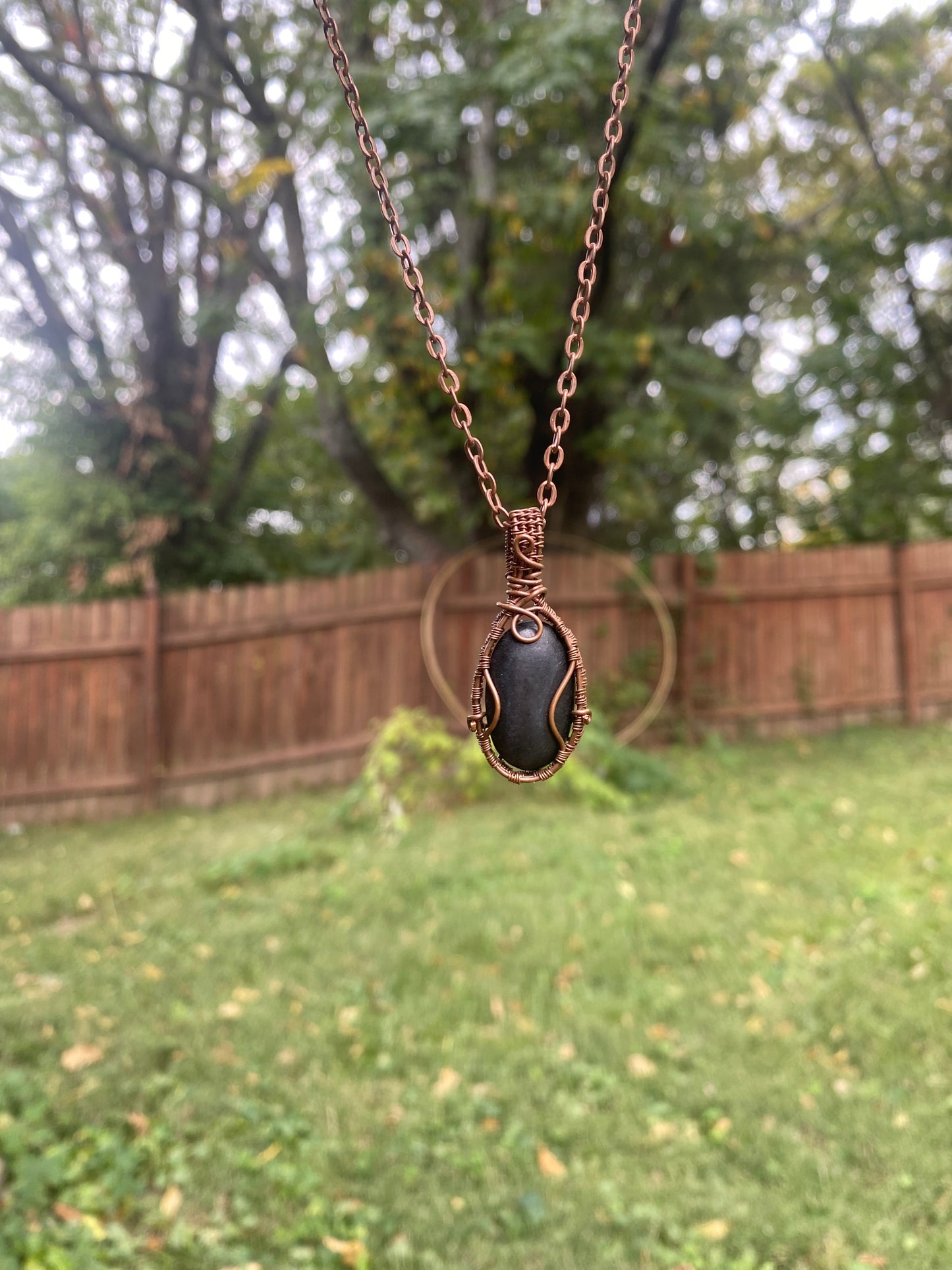 Shungite Wire Wrapped Copper Pendant