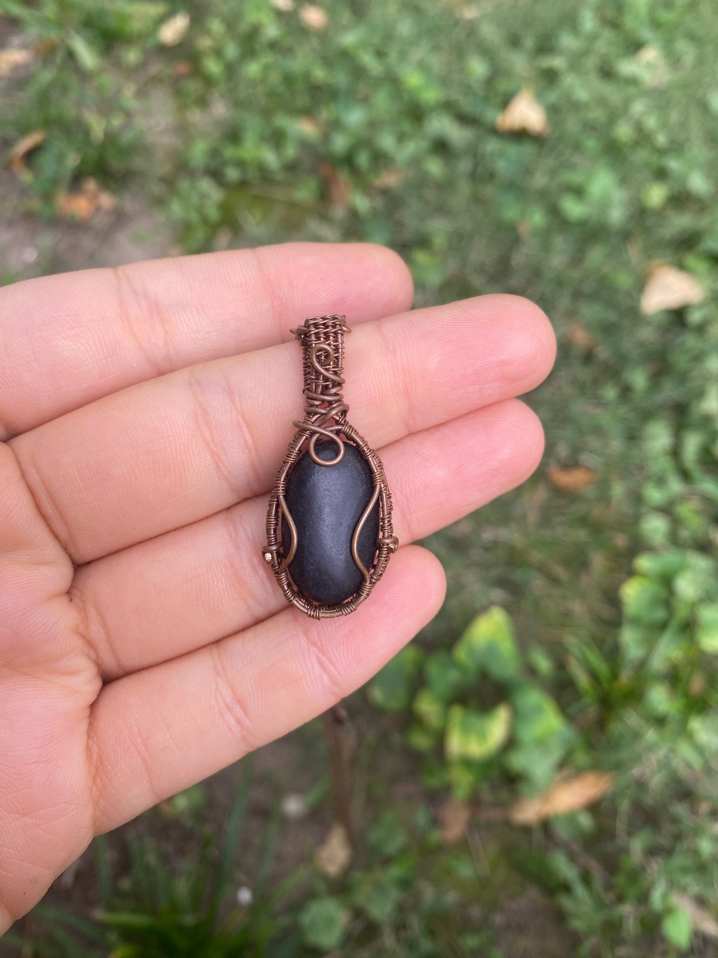 Shungite Wire Wrapped Copper Pendant