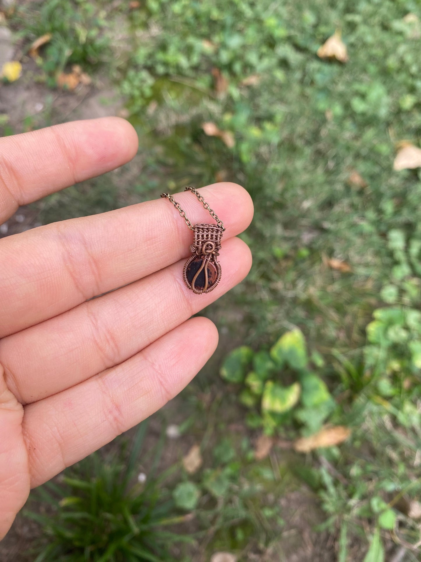 Mahogany Obsidian Mini Pendant in Copper