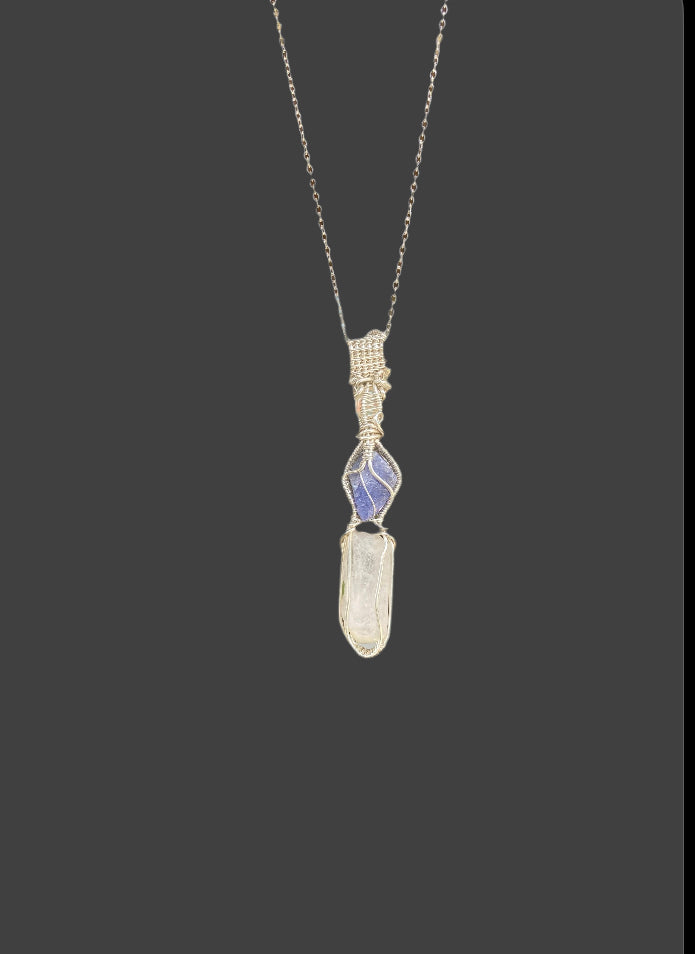 Danburite, Tanzanite, and Ethiopian Opal in Sterling Silver