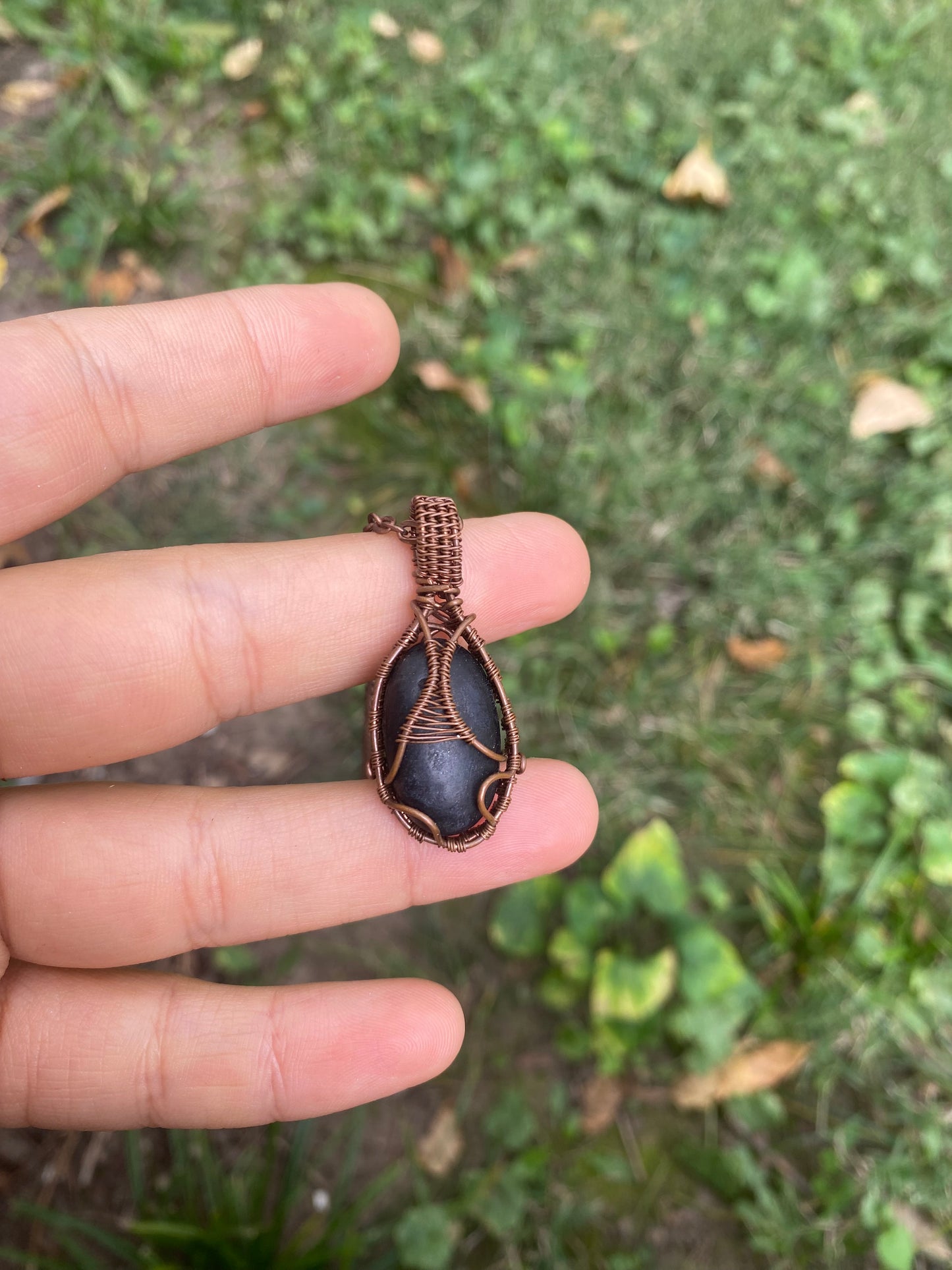Shungite Wire Wrapped Copper Pendant