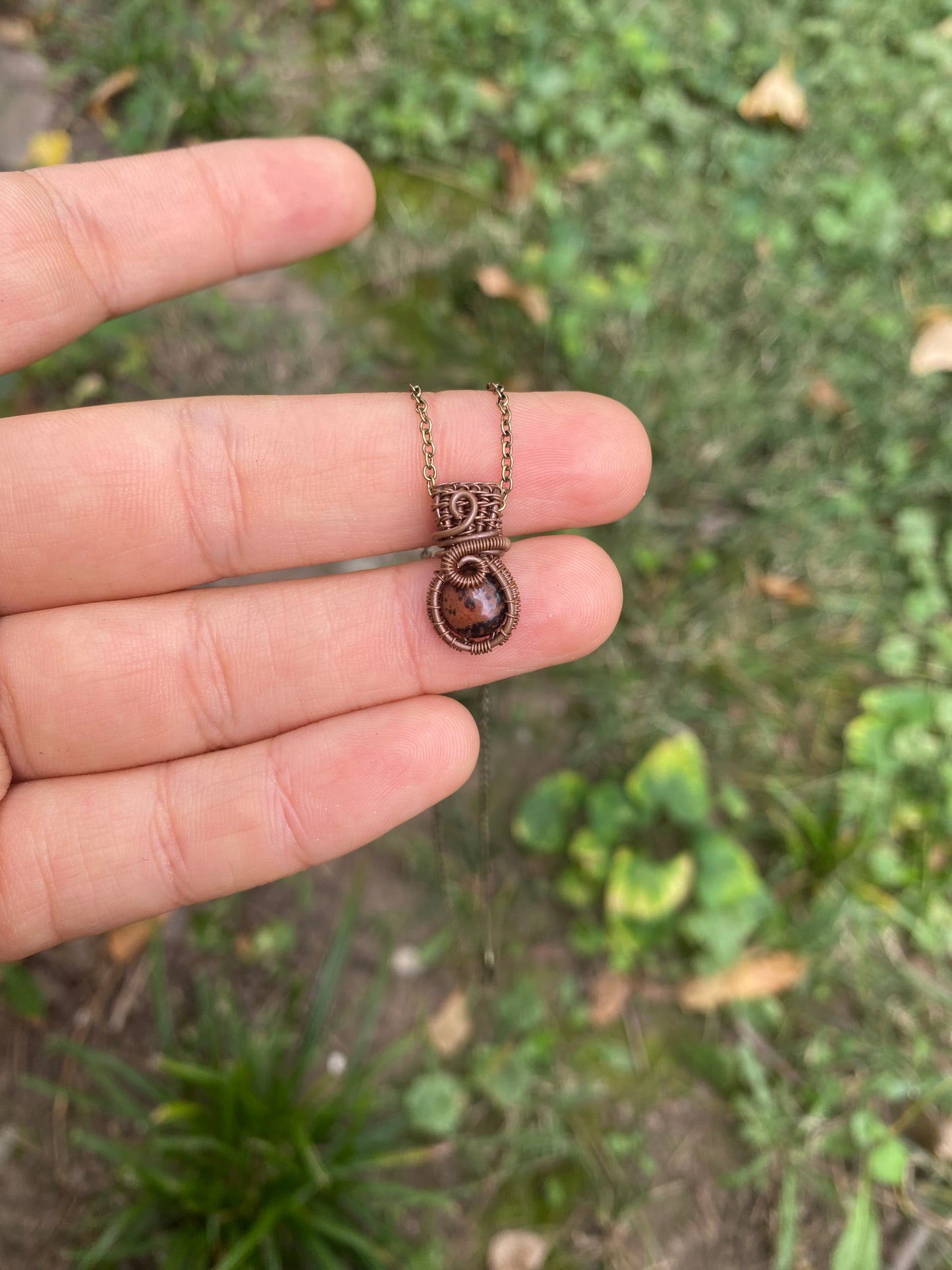 Mahogany Obsidian Mini Pendant in Copper