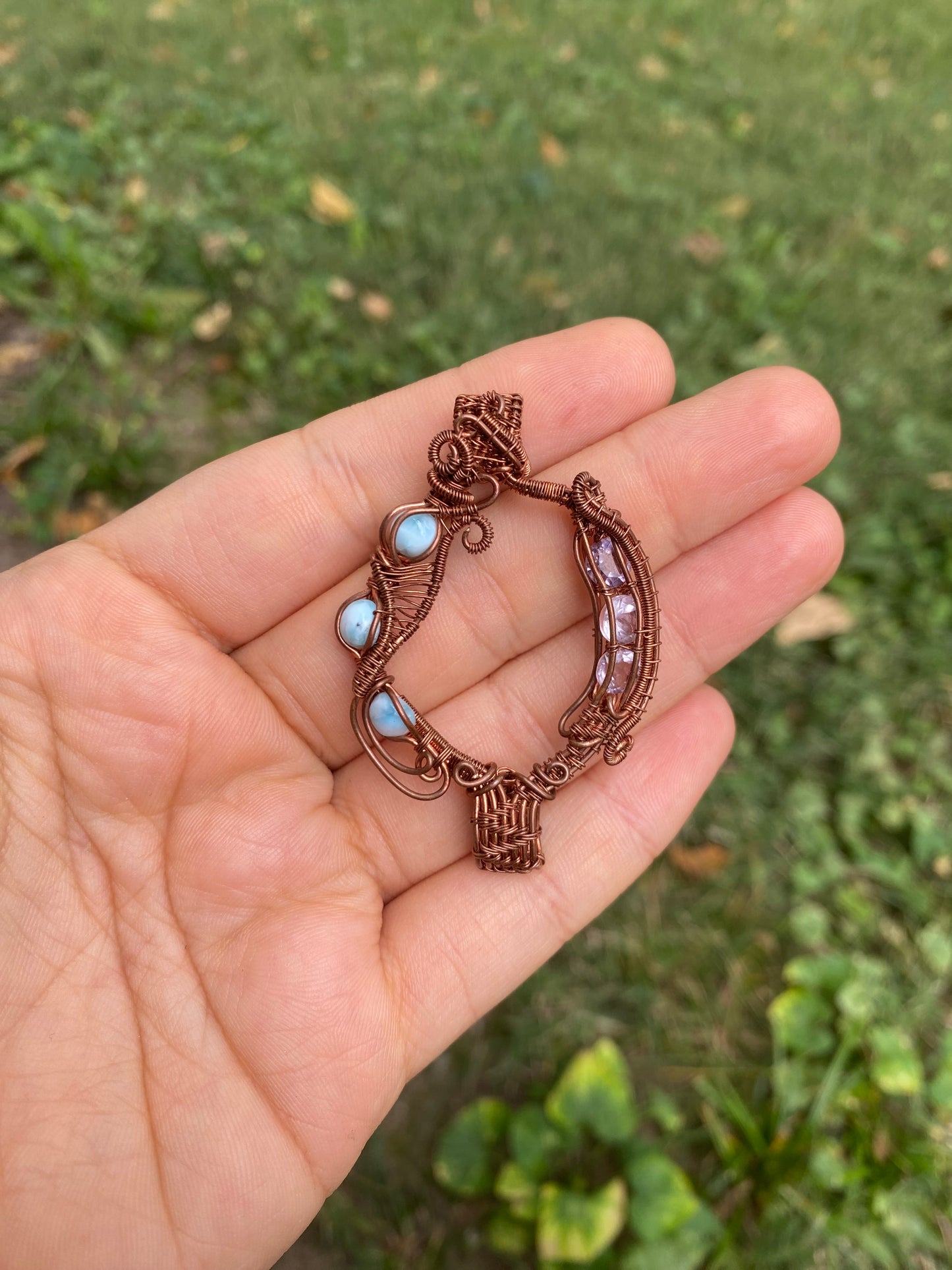 Larimar and Amethyst Flip Pendant