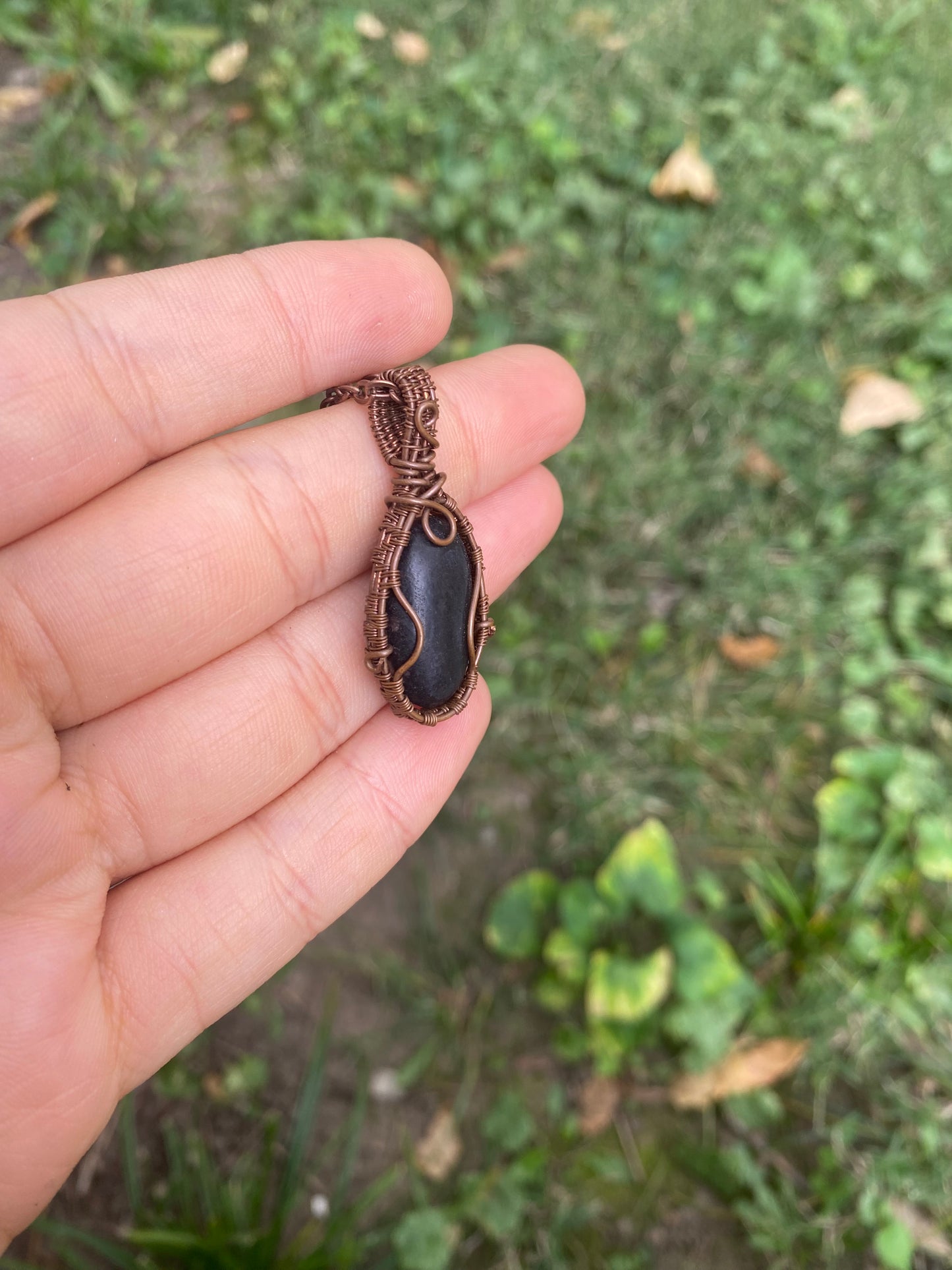 Shungite Wire Wrapped Copper Pendant