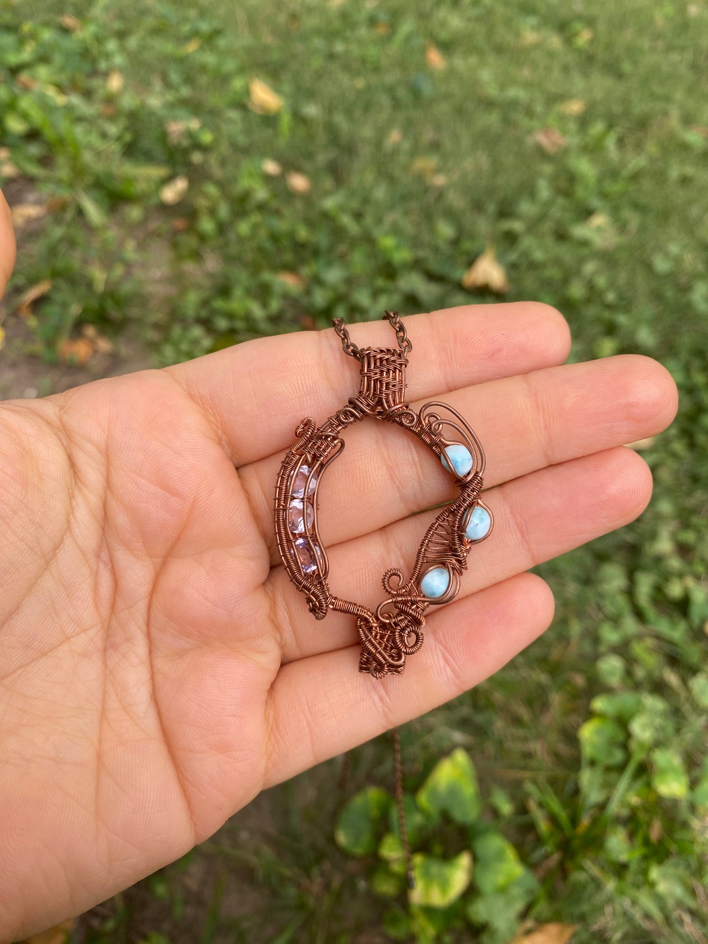 Larimar and Amethyst Flip Pendant