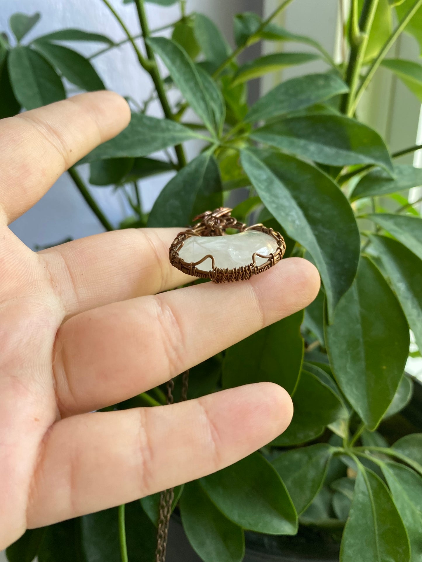 Clear Quartz Crescent Moon Crystal Pendant - Illuminating Your Path