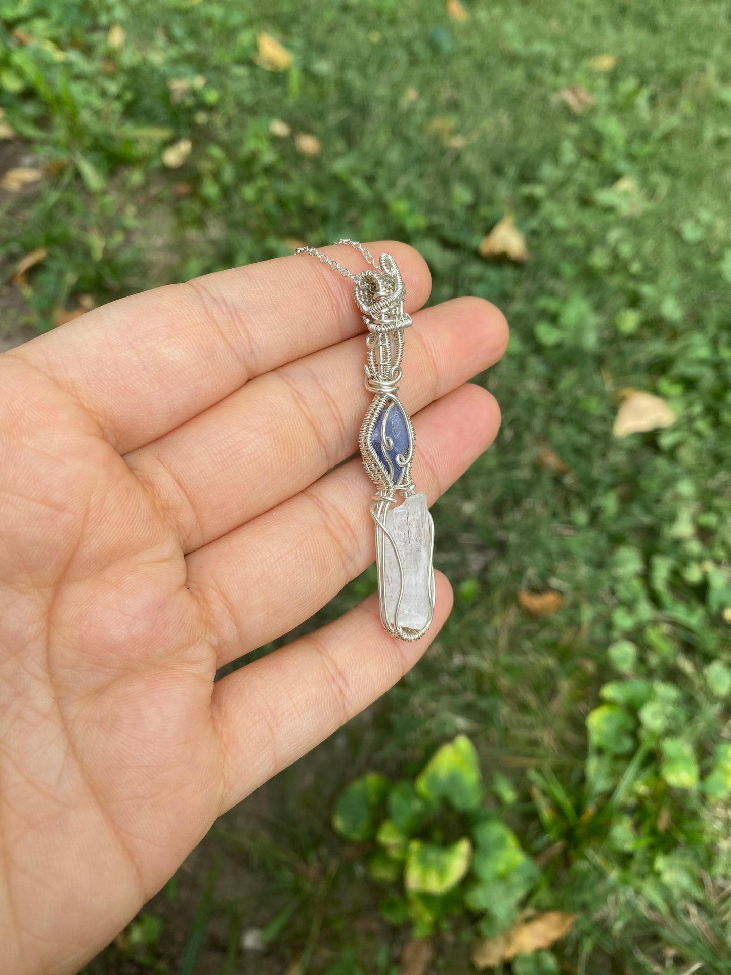 Danburite, Tanzanite, and Ethiopian Opal in Sterling Silver