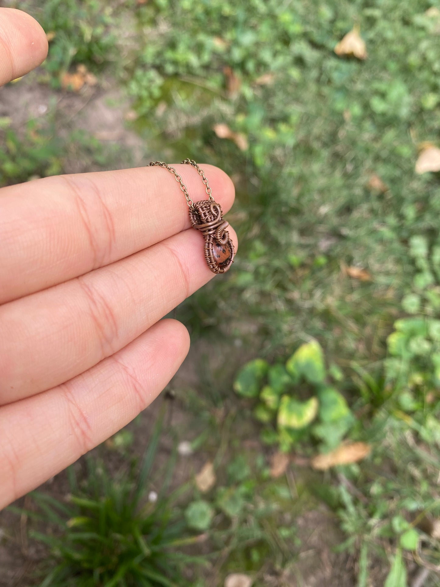 Mahogany Obsidian Mini Pendant in Copper