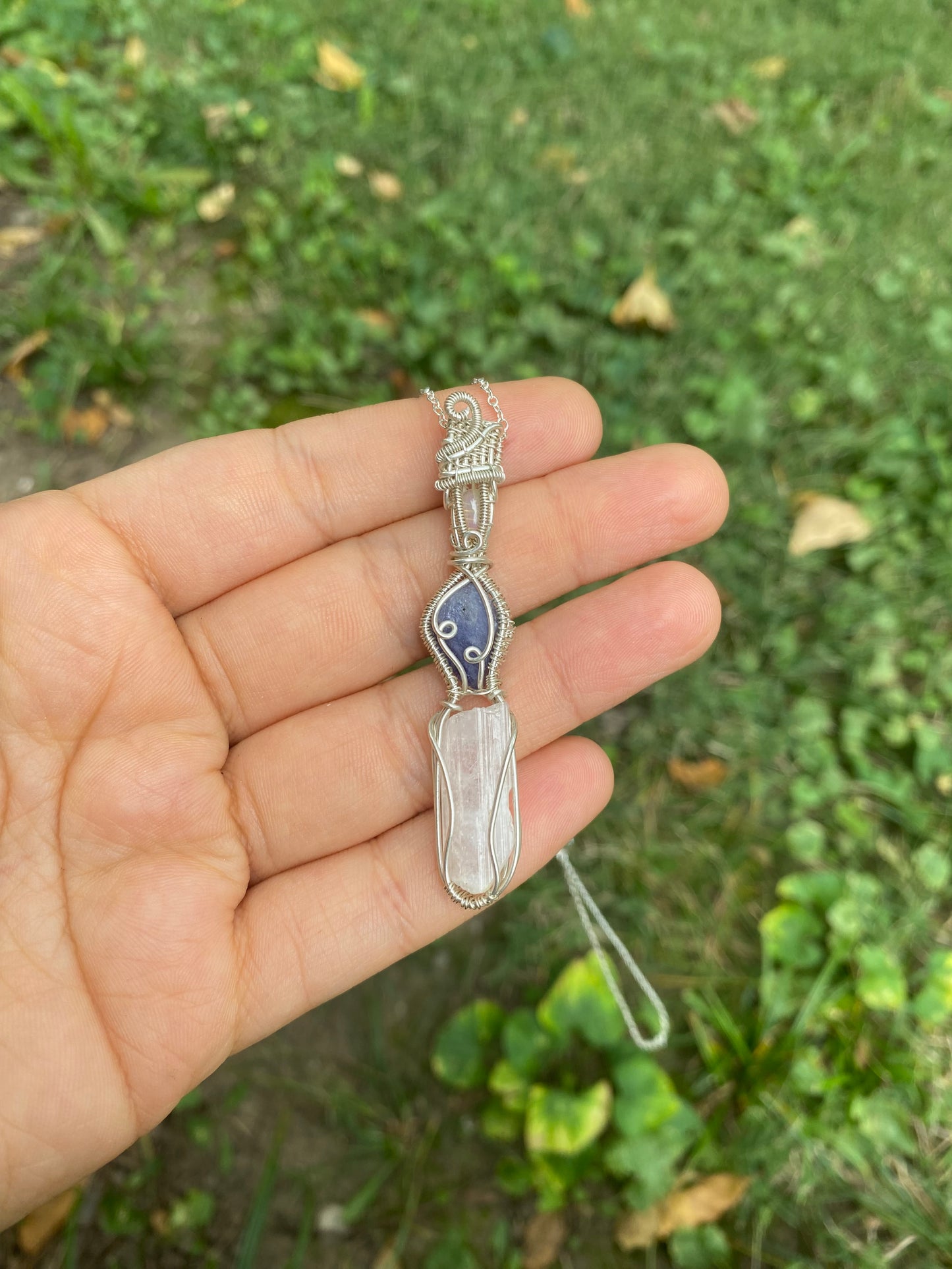 Danburite, Tanzanite, and Ethiopian Opal in Sterling Silver