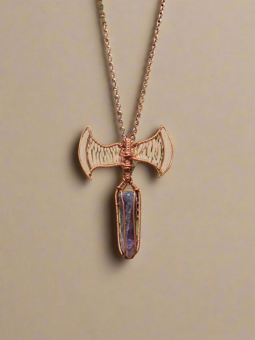 Amethyst and Petroleum Quartz Axe