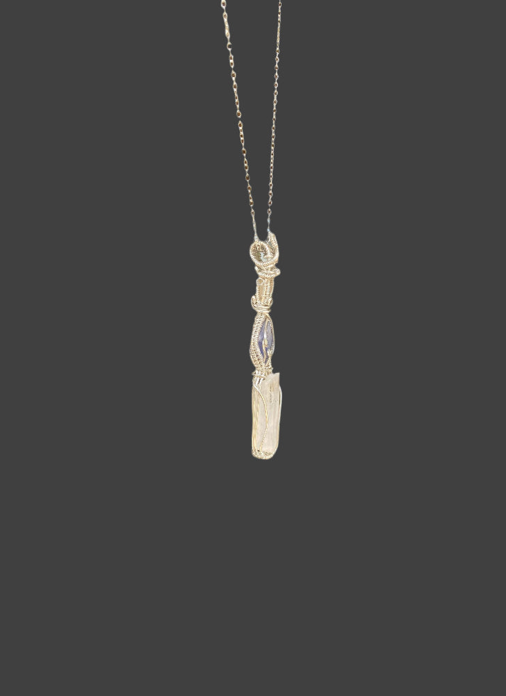 Danburite, Tanzanite, and Ethiopian Opal in Sterling Silver