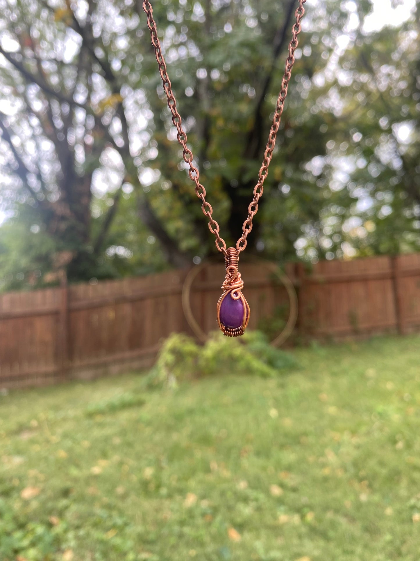 Sugilite Mini Pendant in Copper