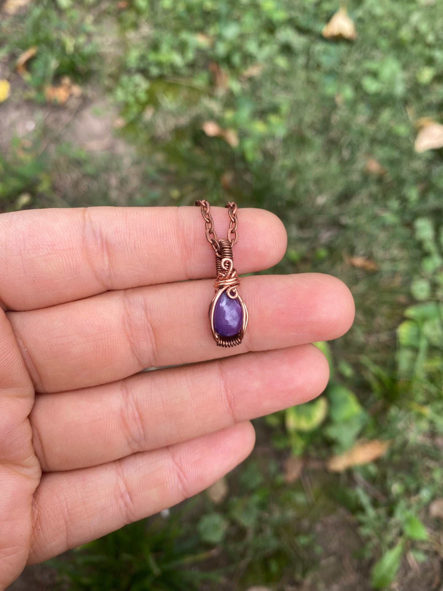 Sugilite Mini Pendant in Copper