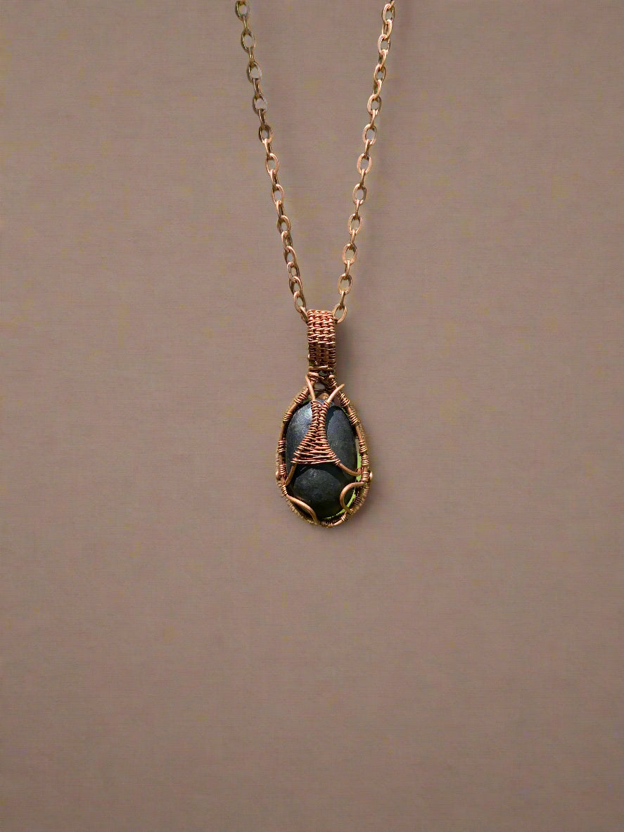 Shungite Wire Wrapped Copper Pendant