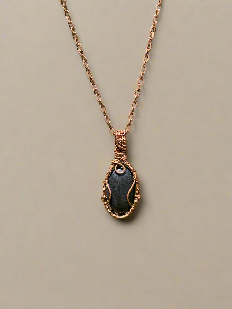 Shungite Wire Wrapped Copper Pendant