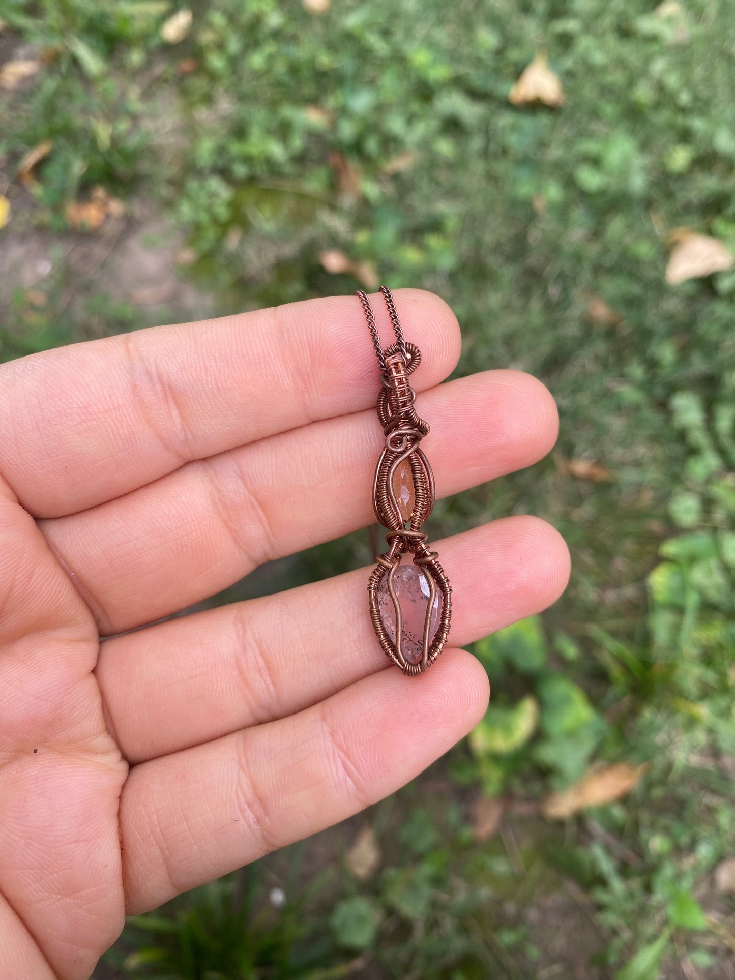 Citrine and Madagascar Rose Quartz with Diopside and Hematite inclusions
