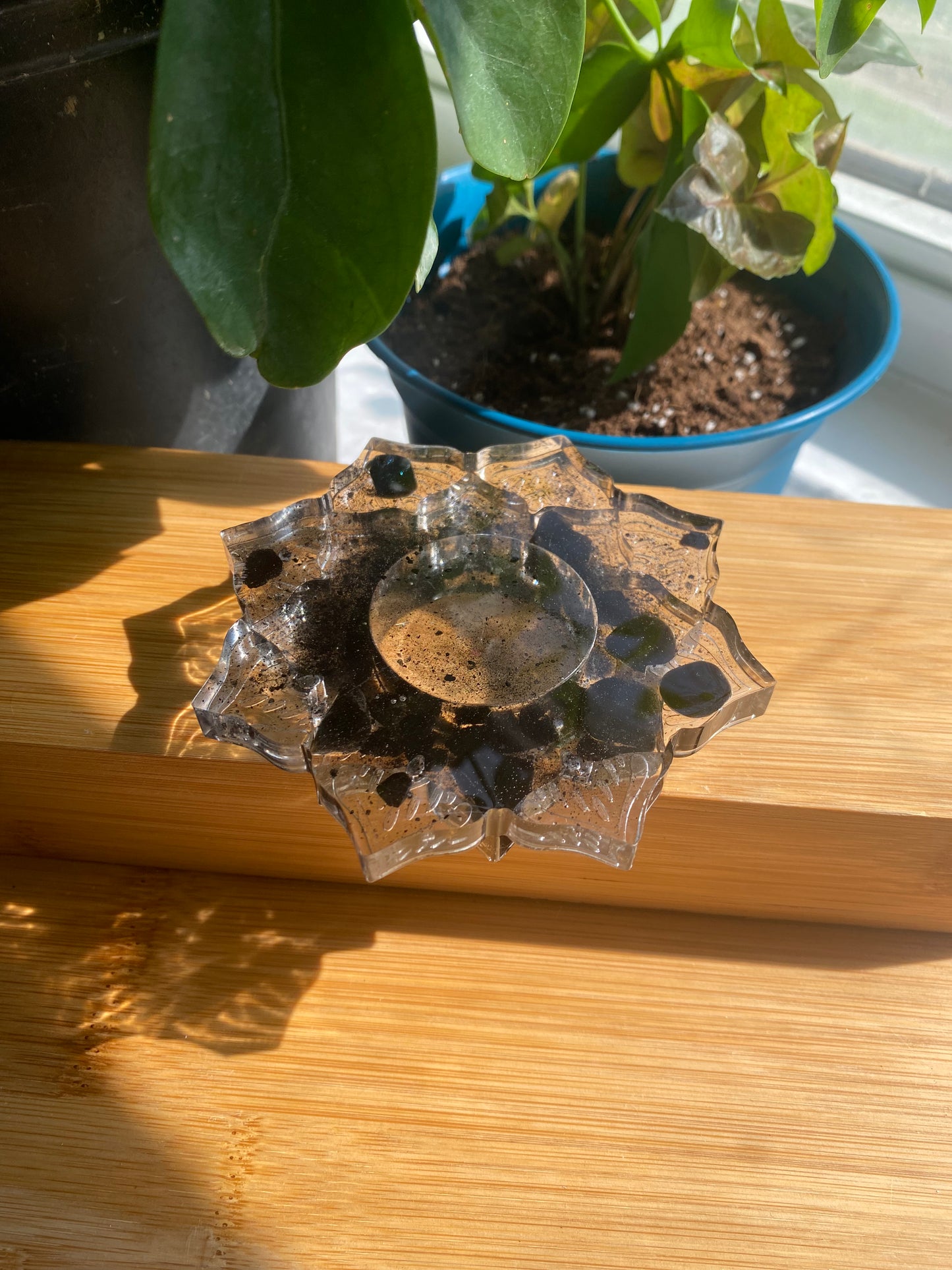 Enchanted Candle Holder: Protection Candle Holder with Black Tourmaline, Obsidian, Dead Sea Salt, and Charcoal