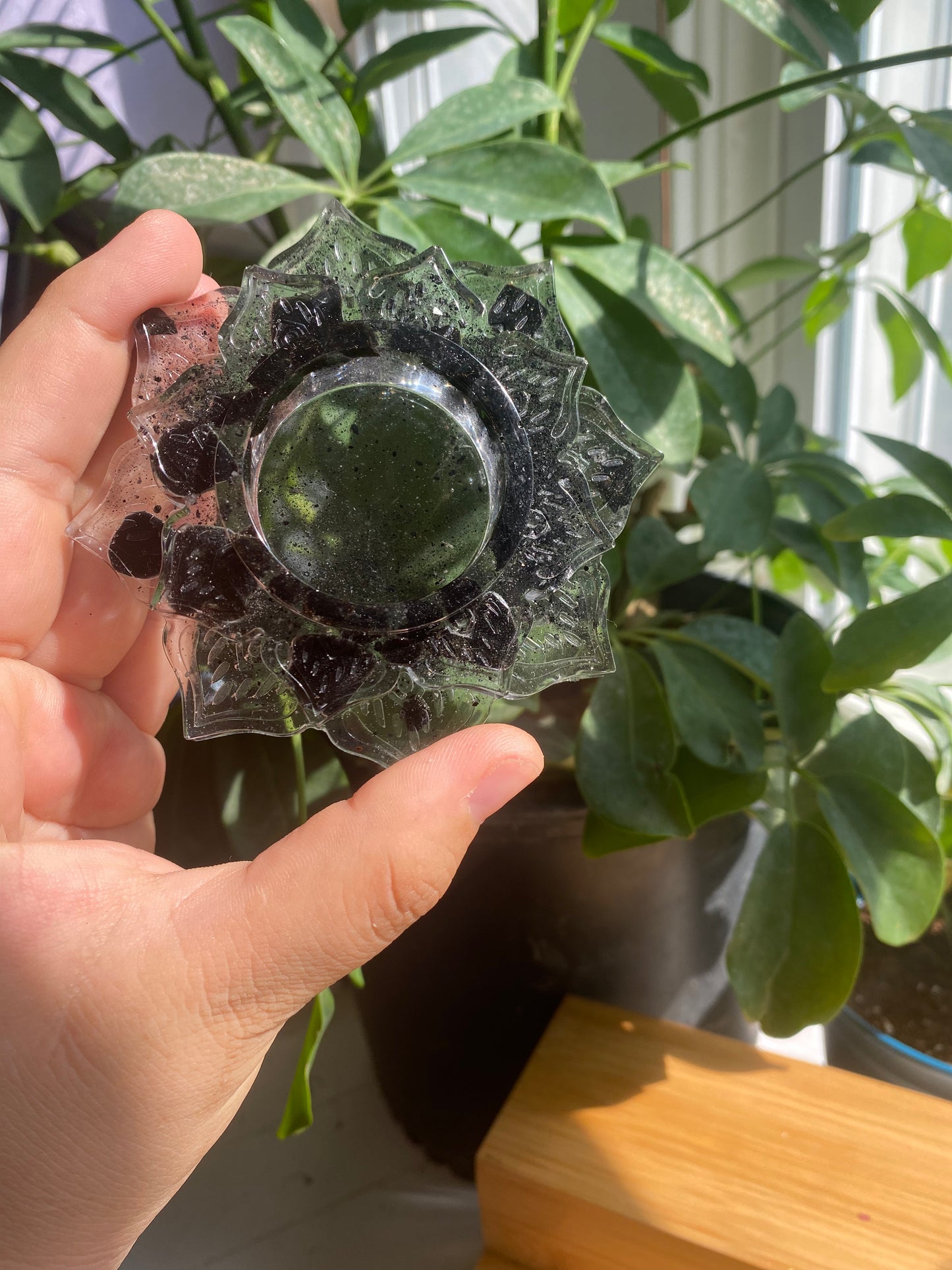 Enchanted Candle Holder: Protection Candle Holder with Black Tourmaline, Obsidian, Dead Sea Salt, and Charcoal