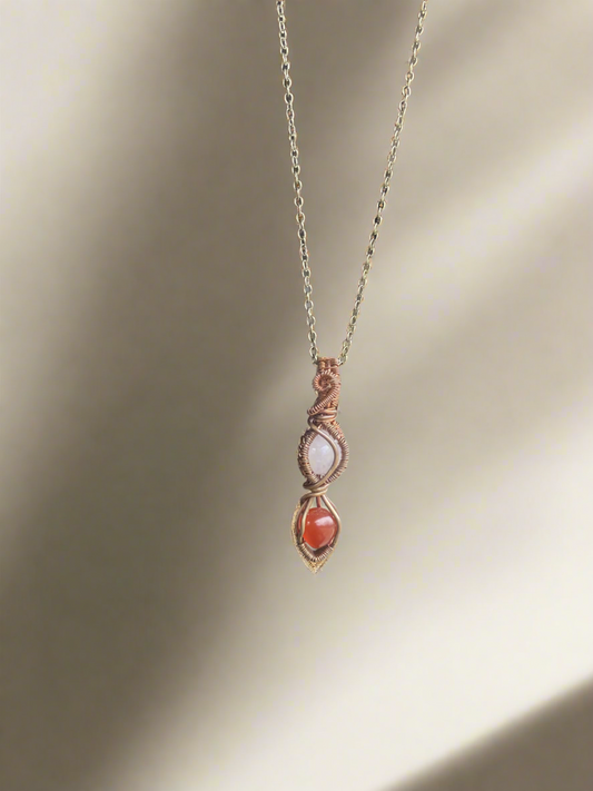 Rose Quartz and Carnelian in Copper