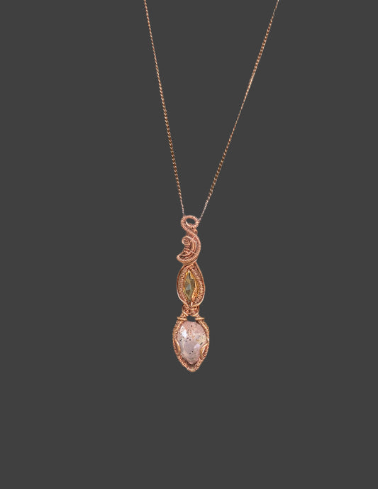 Citrine and Madagascar Rose Quartz with Diopside and Hematite inclusions