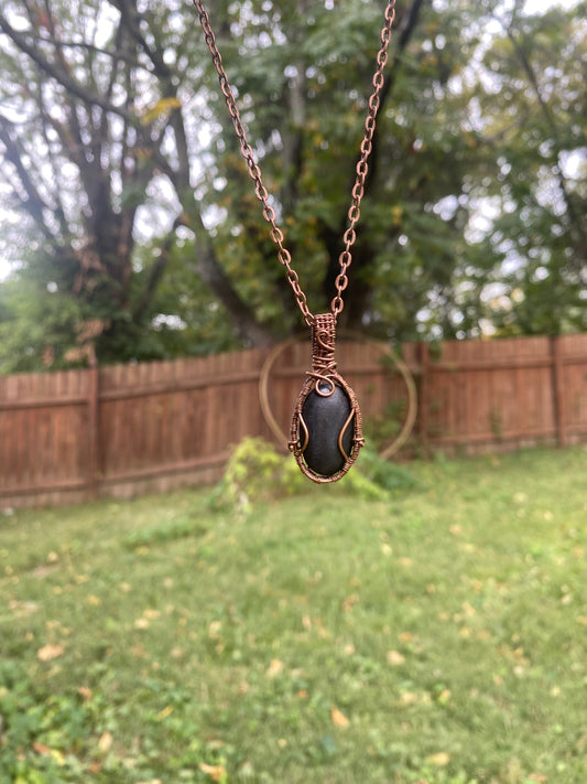 Shungite Wire Wrapped Copper Pendant