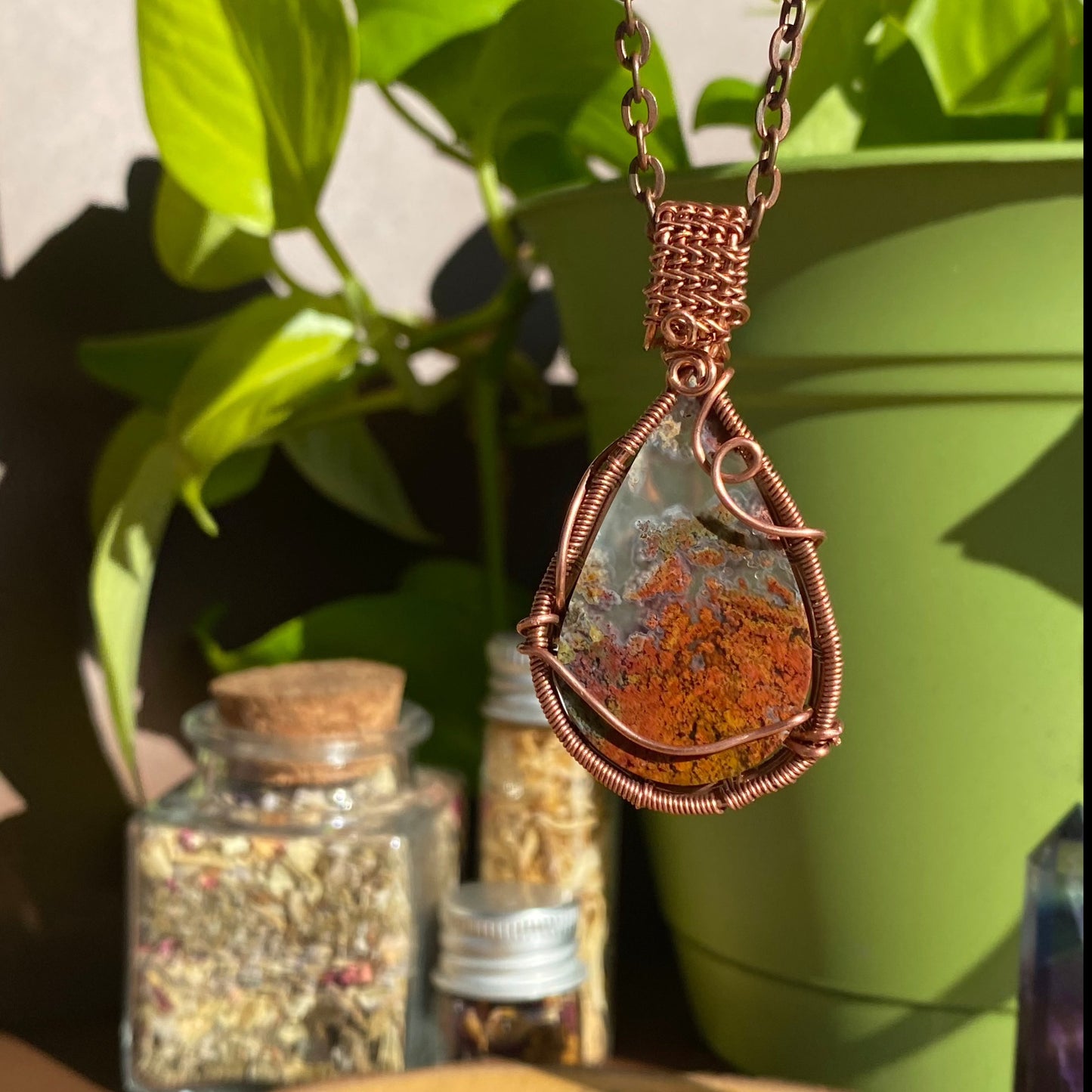 Moss Agate Pendant - Nature's Tranquil Elegance