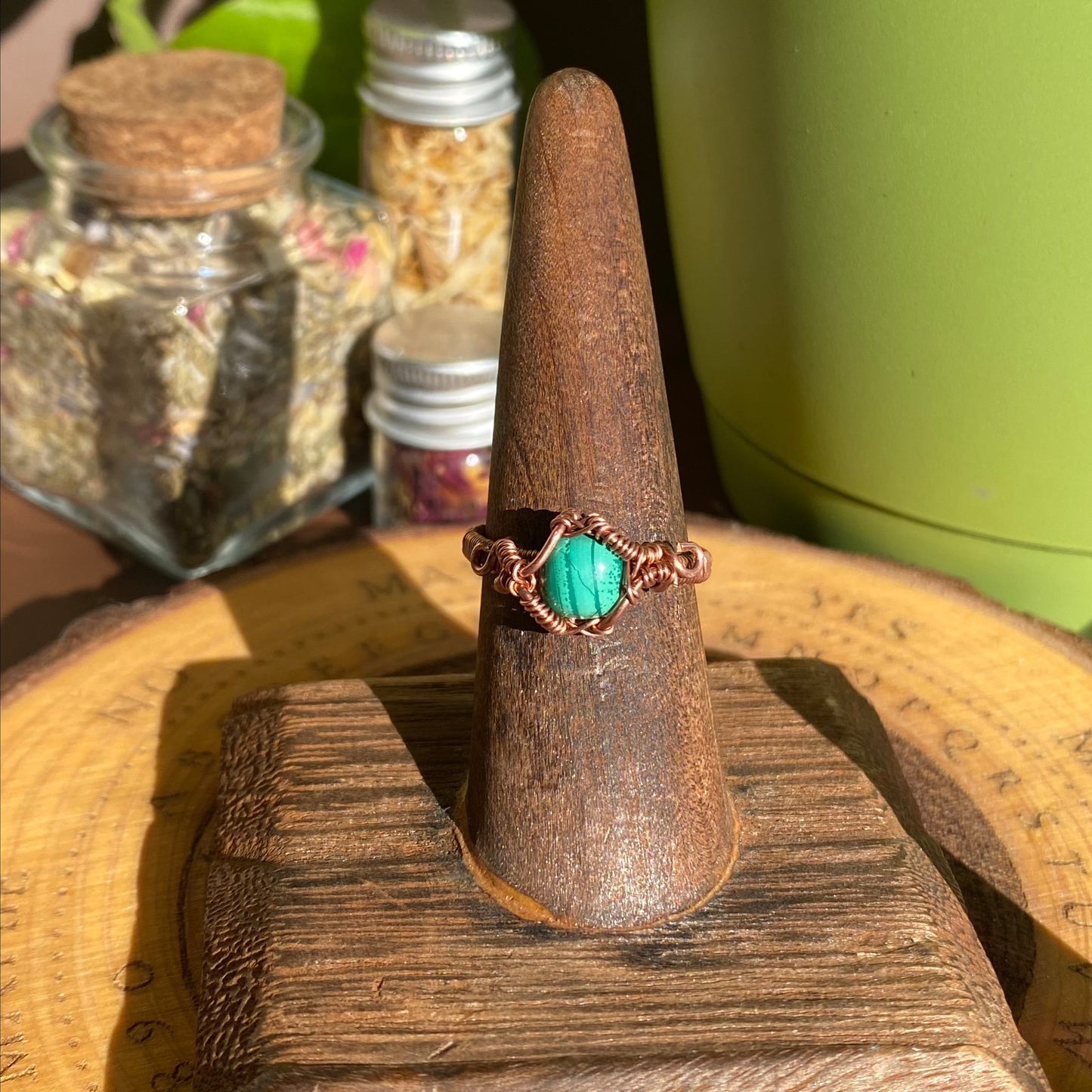Transformation: Wire-Wrapped Malachite Ring (Size 8)