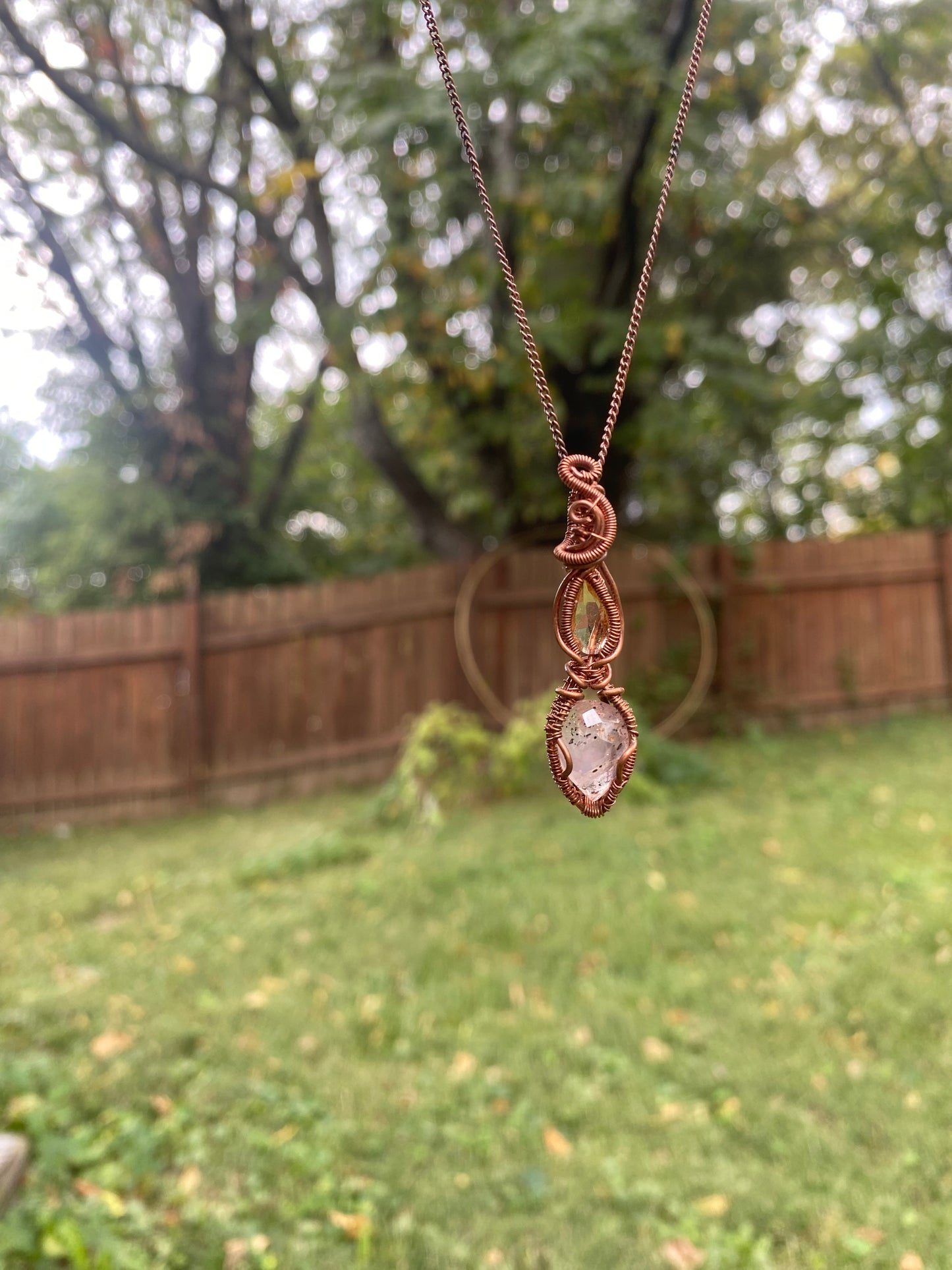 Citrine and Madagascar Rose Quartz with Diopside and Hematite inclusions