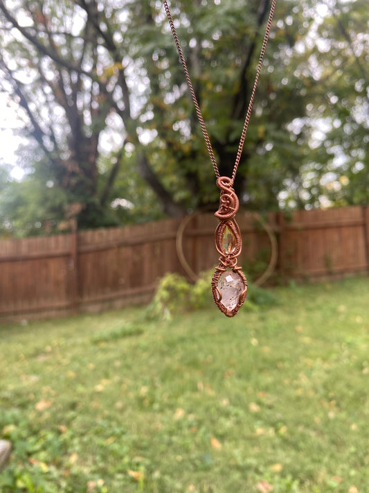 Citrine and Madagascar Rose Quartz with Diopside and Hematite inclusions