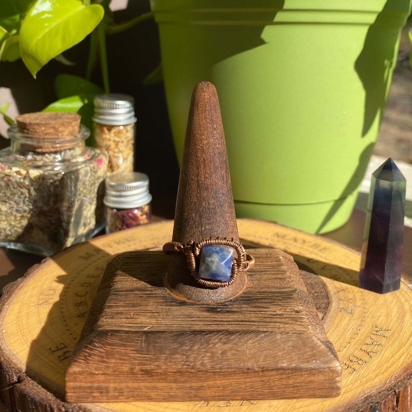 Blue Insight: Wire-Wrapped Sodalite Ring (Size 15)