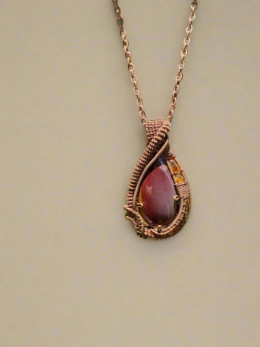 Mookaite Jasper and Orange Topaz in Copper