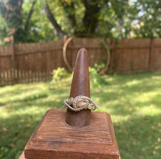Ethiopian Opal and Peridot Sterling Ring Size 11