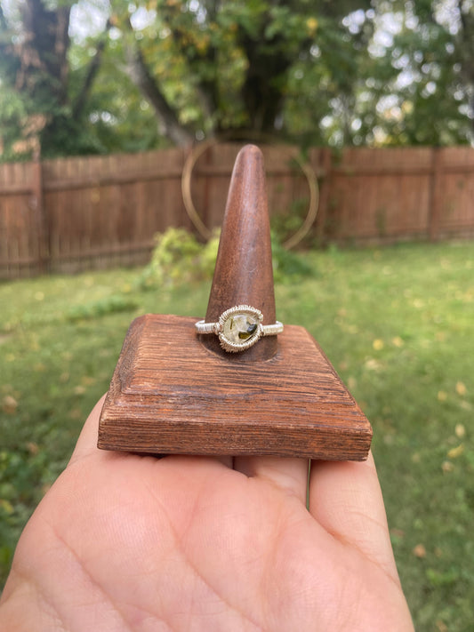 Prehnite with Epidote Ring Size 14