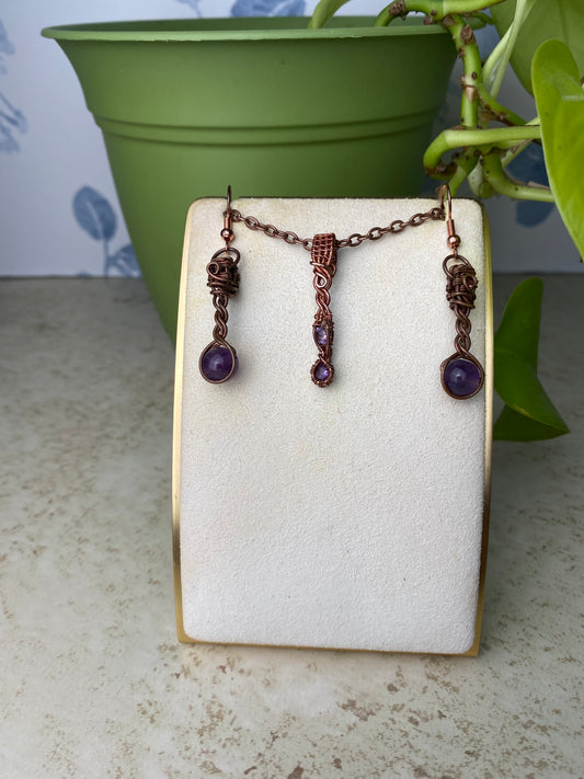 Amethyst Braided Set in Copper