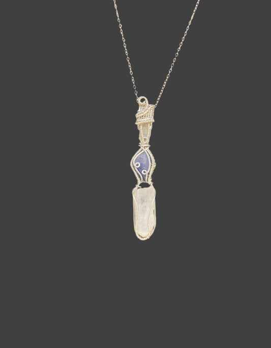 Danburite, Tanzanite, and Ethiopian Opal in Sterling Silver