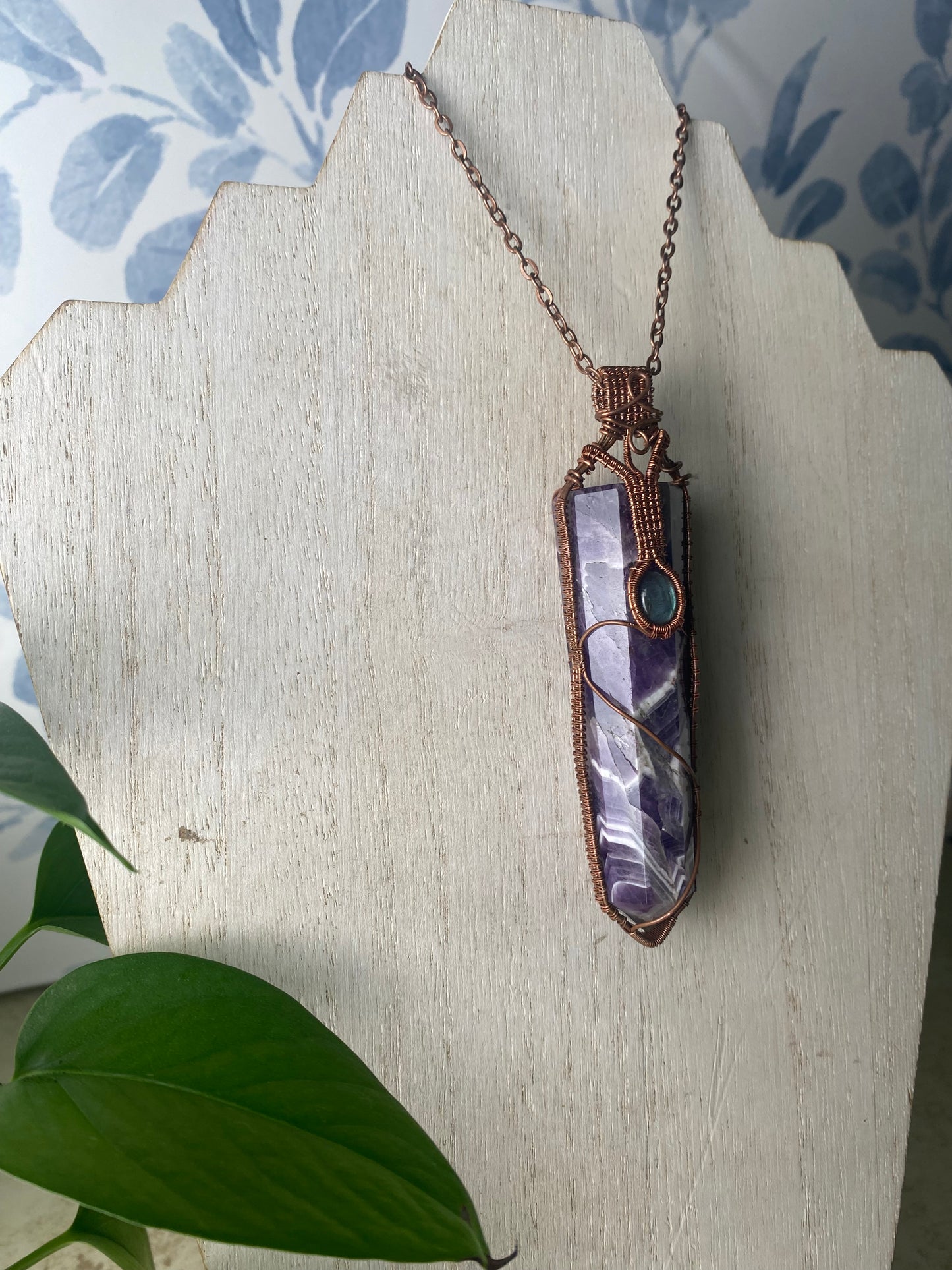 Amethyst Tower and Labradorite in Copper